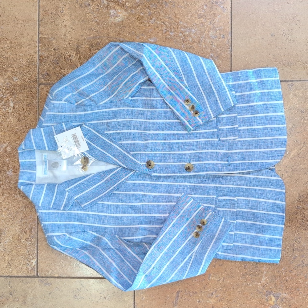 Janie and Jack boy's blazer. Blue with white stripes. Size 6.